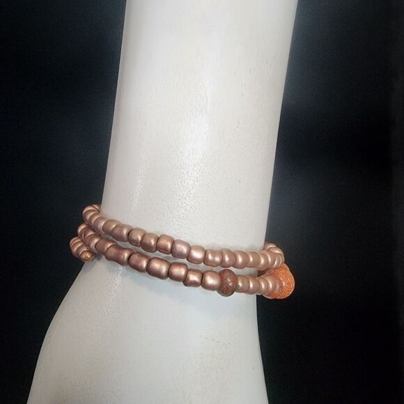 Goldstone, Red Jasper, & Beaded Wrap Bracelet - Picture 2 of 4